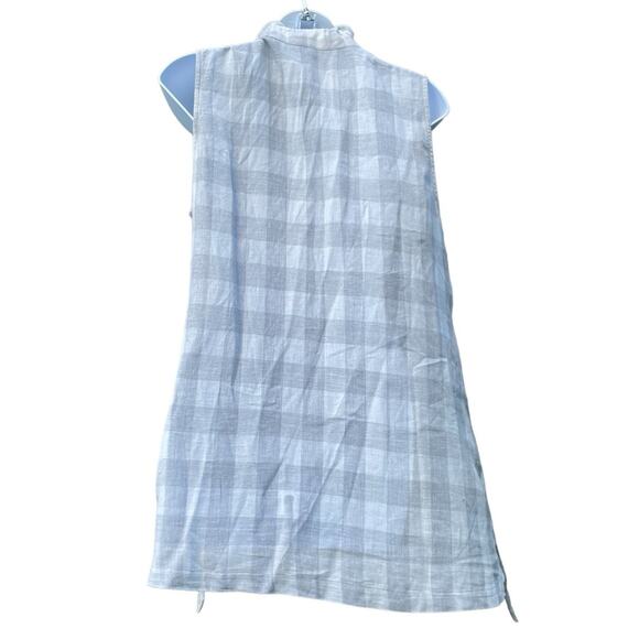 Terra SJ Apparel sleeveless Gray checkered Lagenlook ruffle neck tunic - Picture 2 of 5